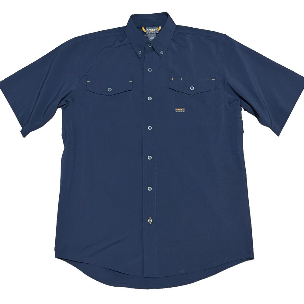 Ariat Rebar Made Tough VentTEK Shirt Men's Small Navy Stretch Work 10025388